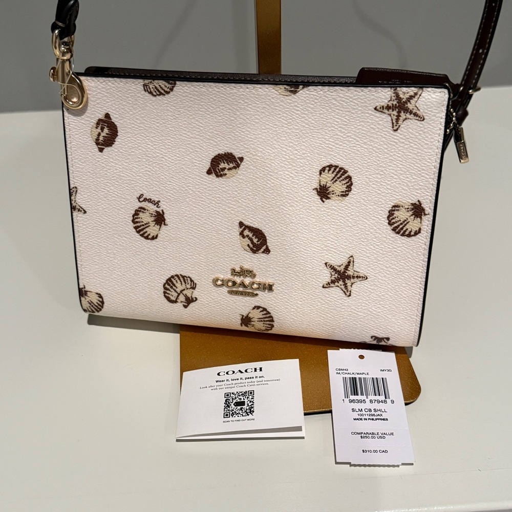 Coach crossbody style CBM42 cream & maple seashell clutch NWT - Picture 5 of 6
